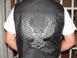 Mens Blk Leather  Vest w/ Embossed  Eagle- back